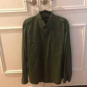 Men’s Perry Ellis XL button down green shirt